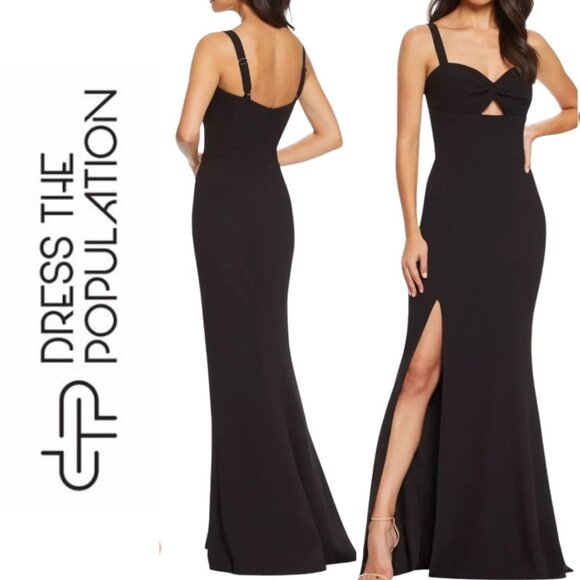 Dress The Population Brooke Twist Front Evening Dress Gown - Picture 1 of 10